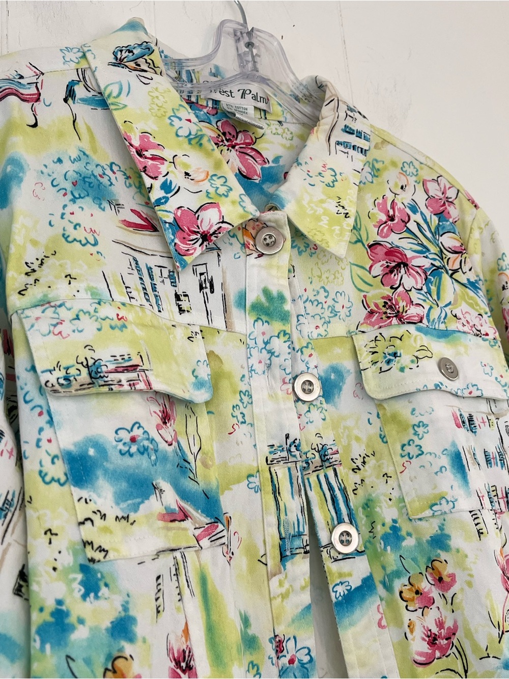 West Palm Scenic View Button-Front Colorful Jacket Resort Wear Size 2X - Picture 9 of 14